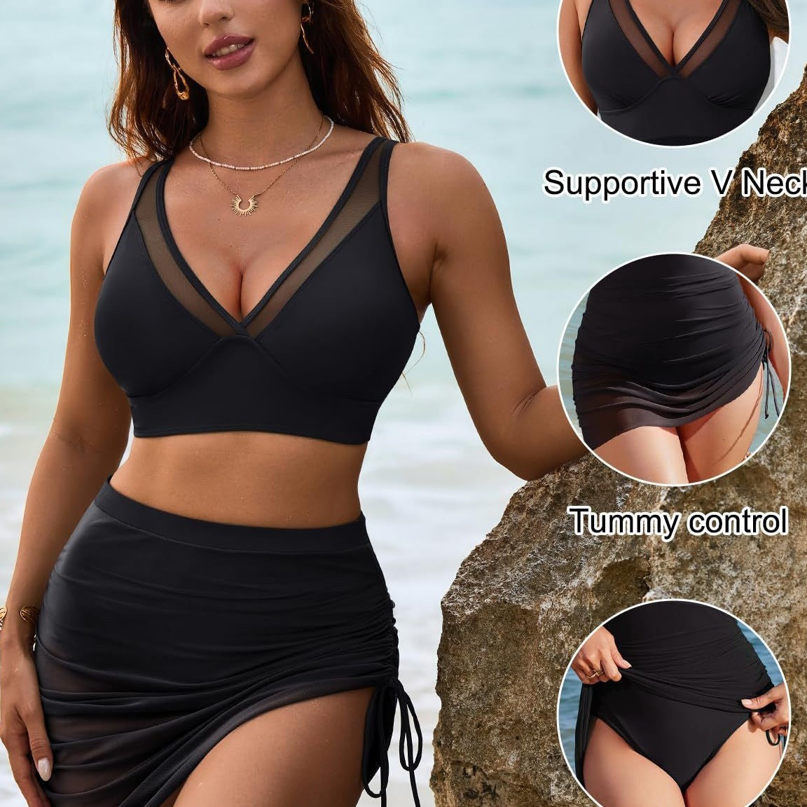 🌊Summer Hot Sale-60% Off!!👙Swim Skirt High Waisted Bikini Sets Tummy Control Swimsuits