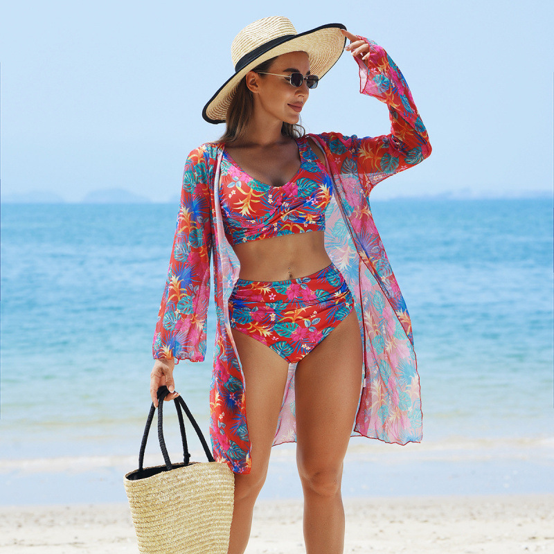 🏖️Summer Specials🌴 Women's Fashion Multicolor Printed Bikini Swimsuit (3 Piece Set)