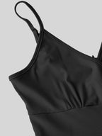 Two-piece set for women: lace top and jumpsuit with pockets