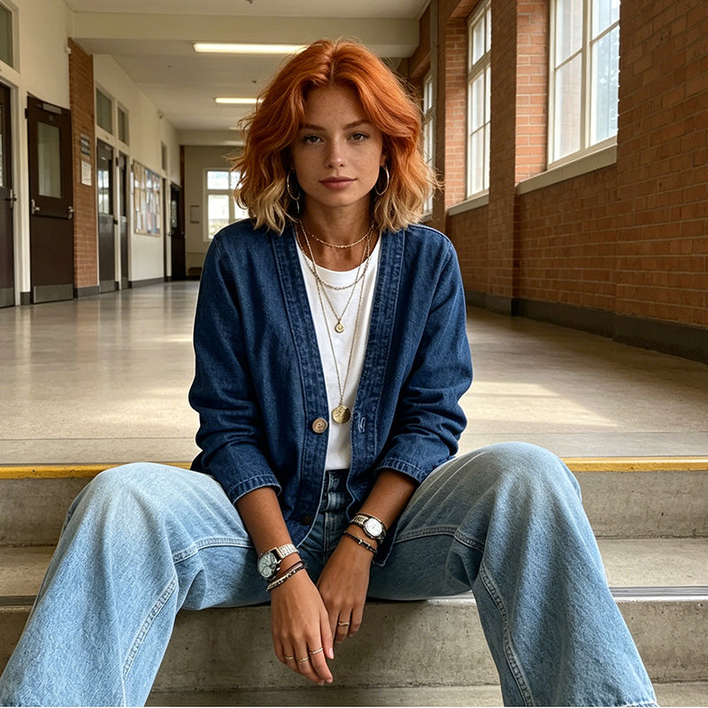 ⏳Time-Limited Special⏰Women's Classic Button Front Denim Jacket