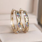Sparkling Zircon Hollow Hoop Earrings